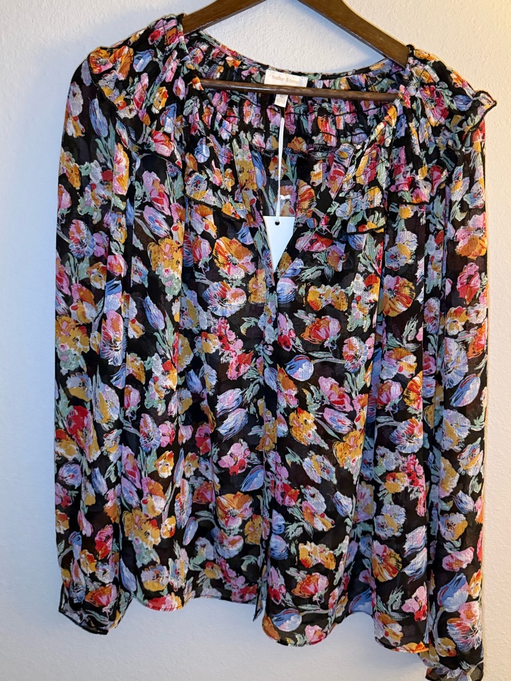 Women's Floral Long-Sleeve Blouse - Black Multi